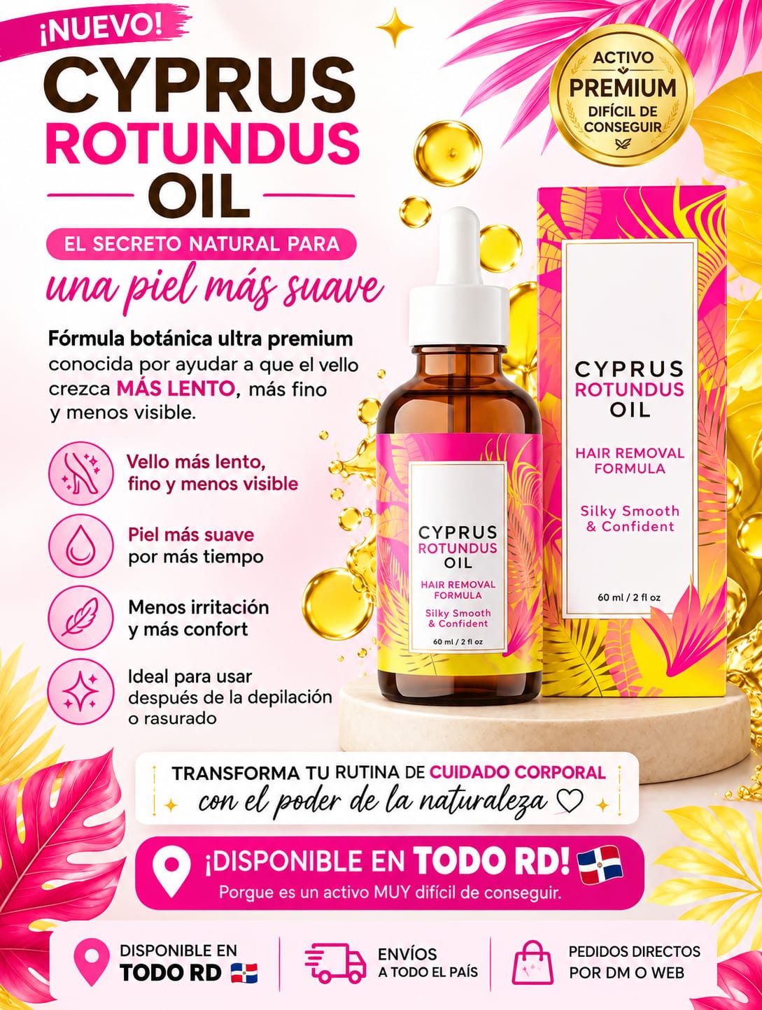 Cyperus Rotundus para retardar el crecimiento del vello