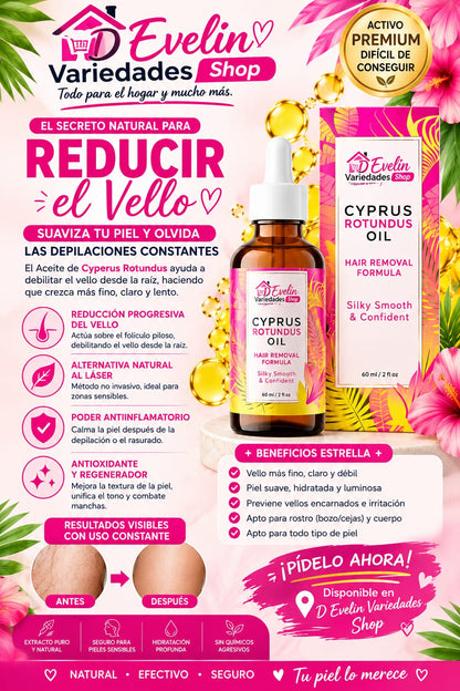 Cyperus Rotundus para retardar el crecimiento del vello