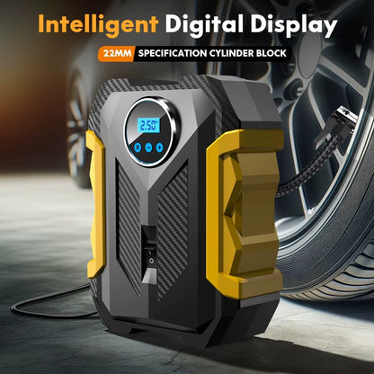 COMPRESOR DE AIRE DIGITAL PARA COCHE AUTO BOMBA INFLADORA PORTÁTIL