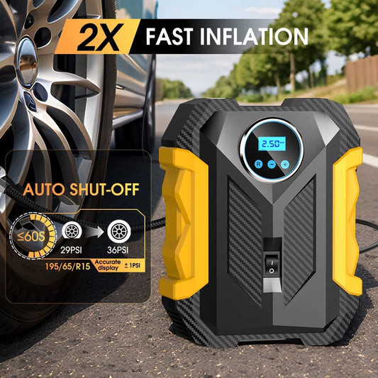 COMPRESOR DE AIRE DIGITAL PARA COCHE AUTO BOMBA INFLADORA PORTÁTIL