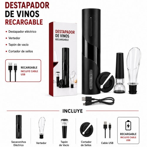 DESCORCHADOR VINO CON ACCESORIOS